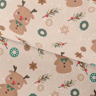 Christmas Decorations And Elk  Waterproof Oxford