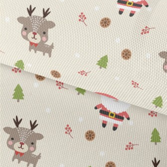 Santa Claus And Cute Elk Waterproof Oxford