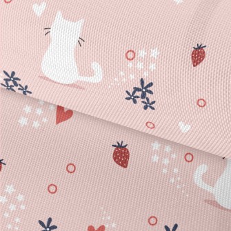 White Cat And Strawberry Waterproof Oxford