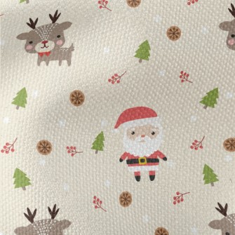Santa Claus And Cute Elk Waterproof Canvas