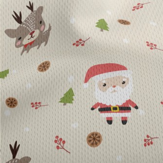 Santa Claus And Cute Elk Athletic Mesh Flat Back
