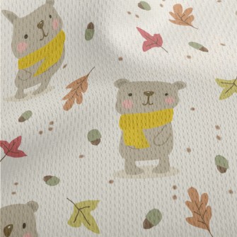 Autumn Scarf Bear Athletic Mesh Flat Back