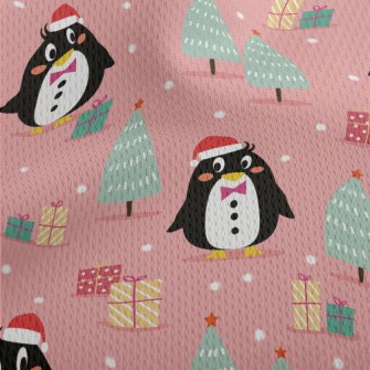 Penguin Wearing Santa Hat Athletic Mesh Flat Back
