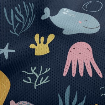 Warm And Cute Marine Life Athletic Mesh Flat Back