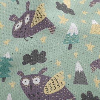 Picture Book Style Owl Athletic Mesh Flat Back