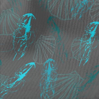 Line Jellyfish And Shells Terry