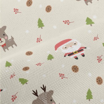 Santa Claus And Cute Elk Performance Linen
