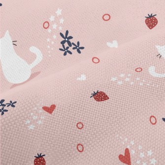 White Cat And Strawberry Performance Linen