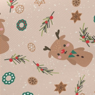 Christmas Decorations And Elk  Twill