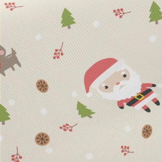 Santa Claus And Cute Elk Twill