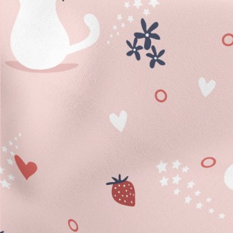 White Cat And Strawberry Stretch Ponte