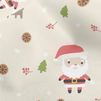 Santa Claus And Cute Elk Micro Fleece