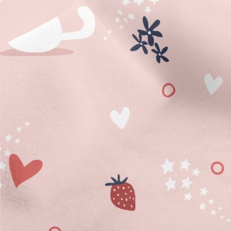 White Cat And Strawberry Micro Fleece