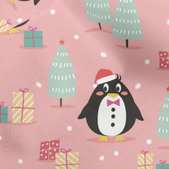Penguin Wearing Santa Hat Micro Fleece