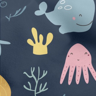 Warm And Cute Marine Life Micro Fleece