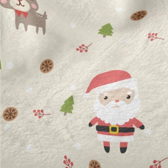 Santa Claus And Cute Elk Minky