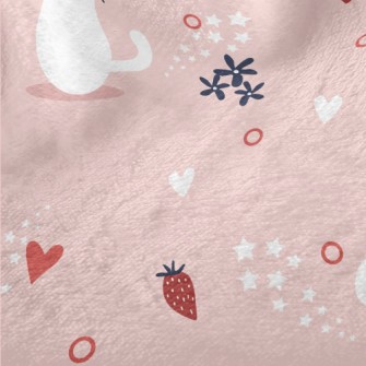 White Cat And Strawberry Minky