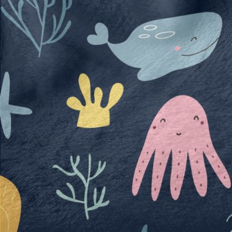 Warm And Cute Marine Life Minky