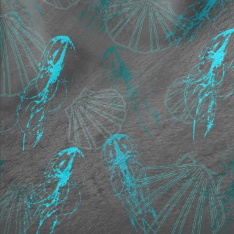 Line Jellyfish And Shells Minky