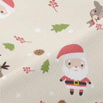 Santa Claus And Cute Elk Piqué