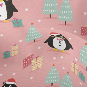 Penguin Wearing Santa Hat Lightweight Performance Linen