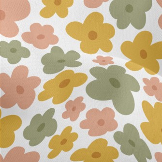 Hand Drawn Colorful Flowers Lightweight Performance Linen