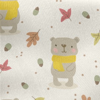 Autumn Scarf Bear Jersey Backed Fleece