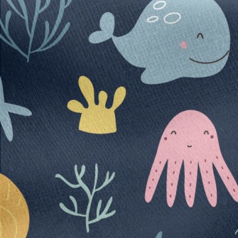 Warm And Cute Marine Life Jersey Backed Fleece