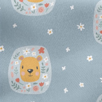 Little Bear Surrounded By Flow Jersey Backed Fleece