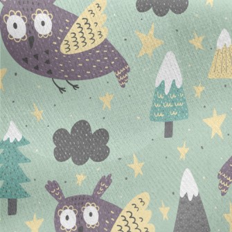 Picture Book Style Owl Jersey Backed Fleece
