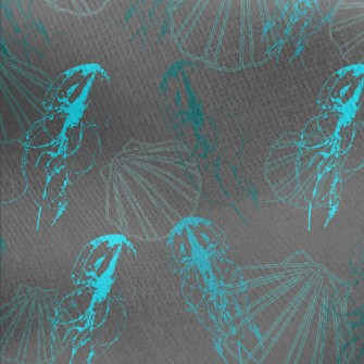 Line Jellyfish And Shells Jersey Backed Fleece