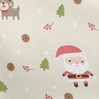 Santa Claus And Cute Elk Pongee