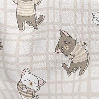 Cute Cat In Sweater Lightweight Cotton Poplin