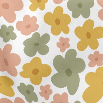 Hand Drawn Colorful Flowers Lightweight Cotton Poplin