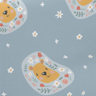 Little Bear Surrounded By Flow Midweight Cotton Poplin
