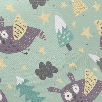 Picture Book Style Owl Midweight Cotton Poplin