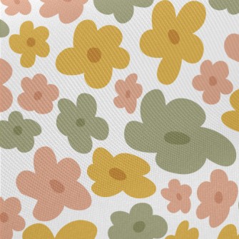 Hand Drawn Colorful Flowers Midweight Cotton Poplin