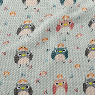 Colorful Silly Owl Birdseye Piqué