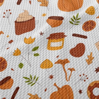 Autumn Hand Drawn Pattern Birdseye Piqué