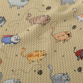 Cute Cats In Various Costumes Birdseye Piqué