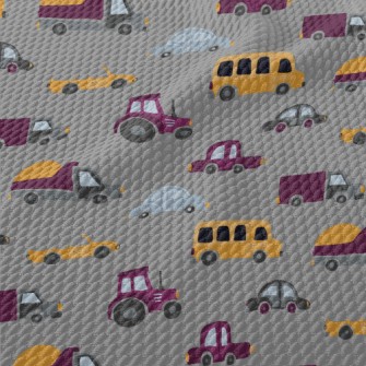 Yellow And Purple Cars Birdseye Piqué