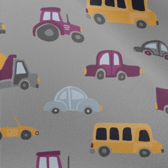 Yellow And Purple Cars Chiffon