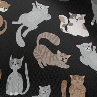 Hand Drawn Leisurely Cat Chiffon