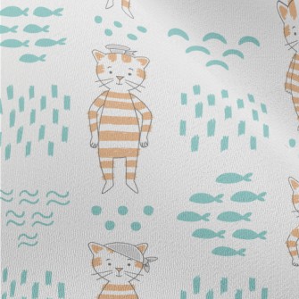 Hand Drawn Textured Cat And Fi Chiffon