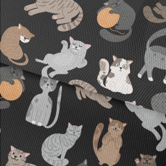 Hand Drawn Leisurely Cat Waterproof Oxford