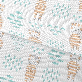 Hand Drawn Textured Cat And Fi Waterproof Oxford