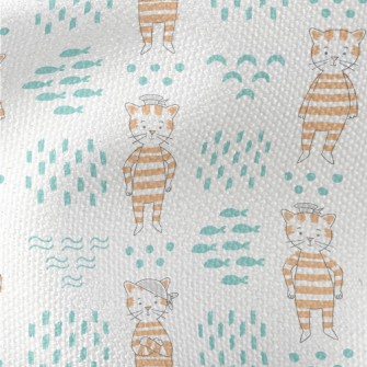 Hand Drawn Textured Cat And Fi Waterproof Canvas