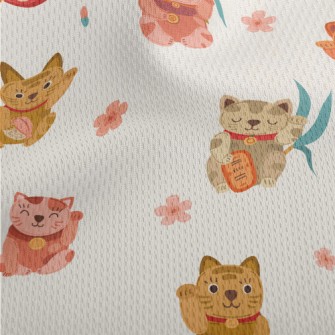 Colorful Cute Lucky Cat Athletic Mesh Flat Back