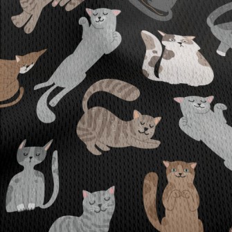 Hand Drawn Leisurely Cat Athletic Mesh Flat Back