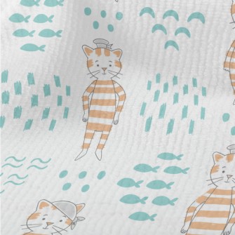 Hand Drawn Textured Cat And Fi Terry